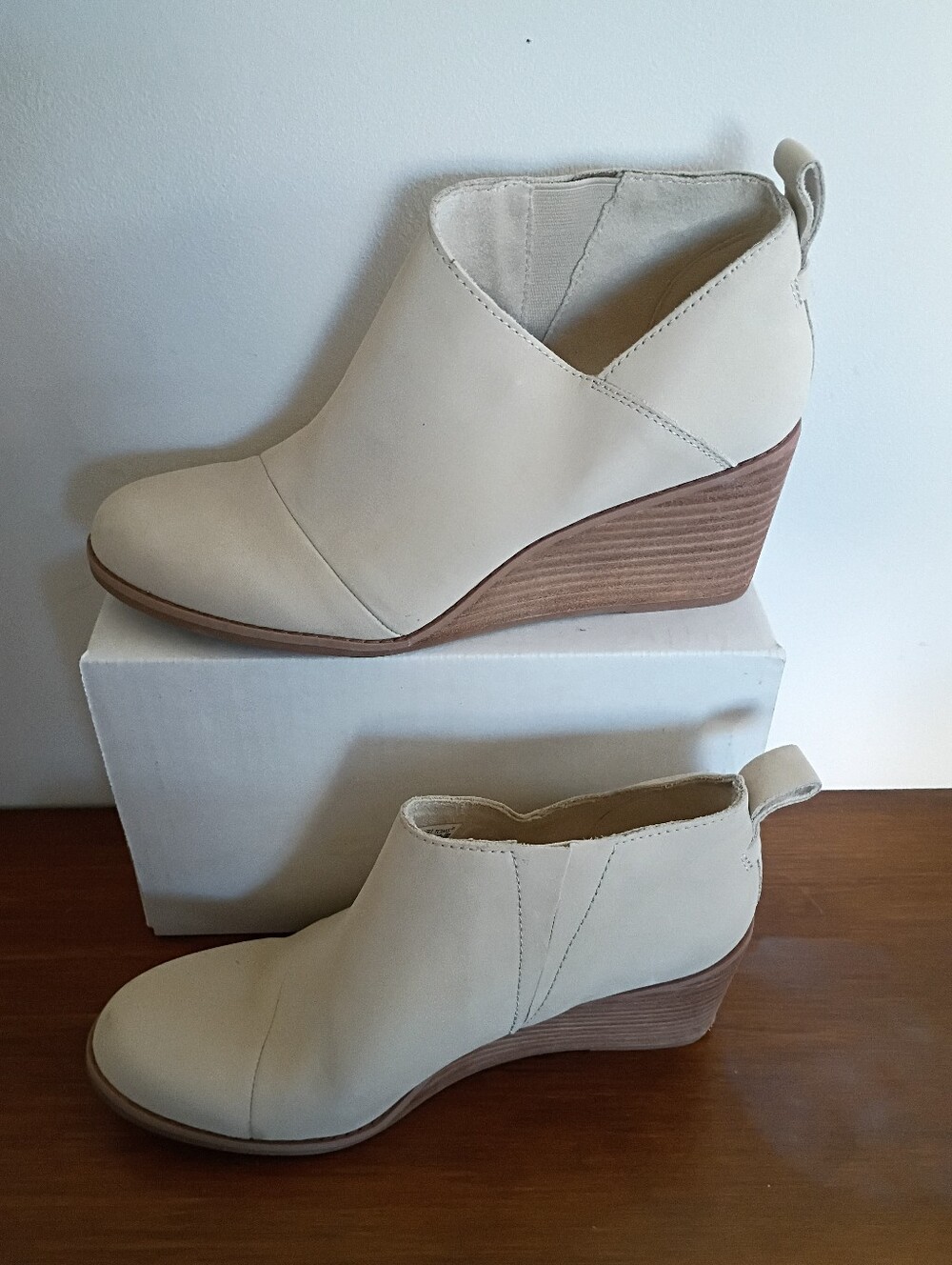 Toms Women’s Cream Wedge Ankle Booties - Stylish Everyday Comfort